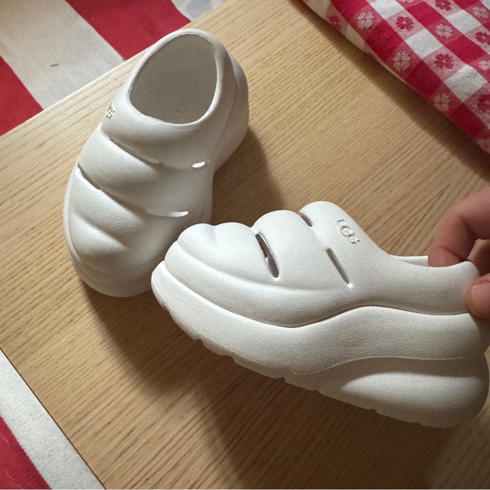 UGG Kids White Slip-On Slippers
